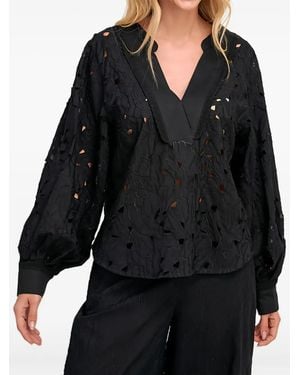 Pearl & Caviar Blusa Con Bordado - Negro