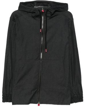 Kiton Giacca Con Cappuccio E Zip - Nero