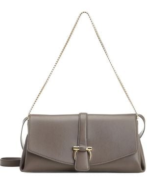 Ferragamo Schultertasche mit Kettenriemen - Grau