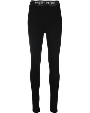 Philipp Plein Gem Logo-Waistband Leggings - Black