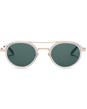 Akoni Astria 12K Round-Frame Sunglasses - Green