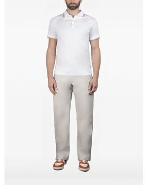 Moorer Polo De Punto Con Ribete En Contraste - Blanco
