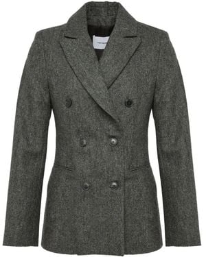 Yves Salomon Double-Breasted Fitted Jacket - Black