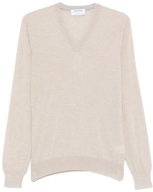 Gran Sasso V-Neck Long-Sleeve Jumper - White