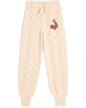 Valentino Garavani Cherry-Embellished Knit Pants - White