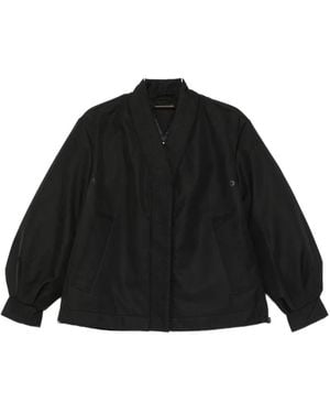 MACRON Balloon-Sleeve V-Neck Oversized Jacket - Black