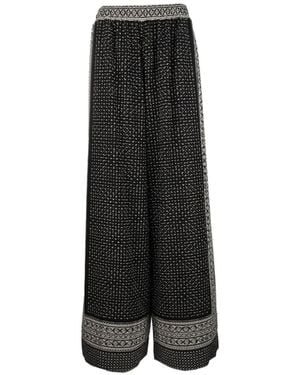 Ermanno Scervino Bandana-Print Sequin-Embellished Palazzo Trousers - Black
