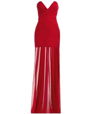 Elie Saab Strapless Draped Mini Dress - Red