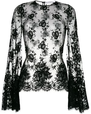 Givenchy Sheer Floral Lace Blouse - Black