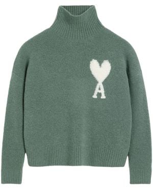 Ami Paris Sudadera Ami de Coeur con cuello alzado - Verde