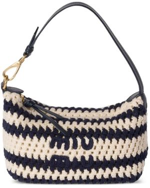 Miu Miu Striped Crochet Shoulder Bag - Blue