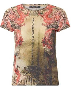 Roberto Cavalli Dragon-Print T-Shirt - Pink