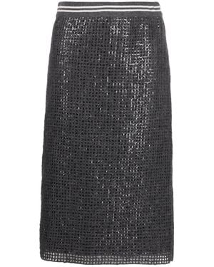 Brunello Cucinelli Sequin-Embellished Midi Skirt - Gray
