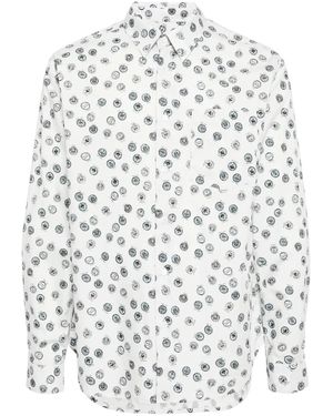 Maison Kitsuné Graphic-Print Cotton Shirt - White