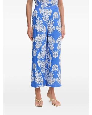 Lola Casademunt Damask-Print Wide-Leg Trousers - Blue
