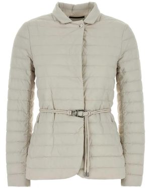 Moorer Chaqueta con cinturón - Blanco