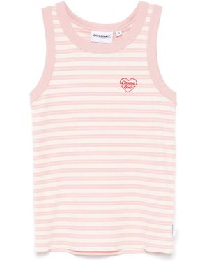 Chocoolate Striped Tank Top - Pink