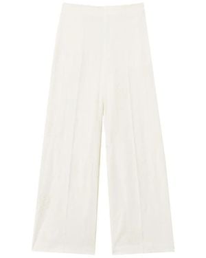 Twinset Embroidered Palazzo Trousers - White