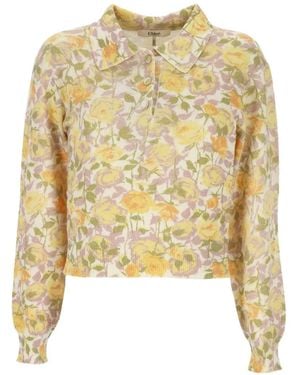 Chloé Polokragen-Pullover Mit Blumen-Print - Mettallic