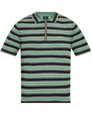 Paul Smith Striped-Pattern Zip-Neck Sweater - Green