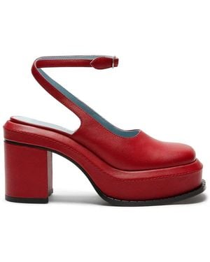 LILI CURIA Nico Platform Heel Mules - Red