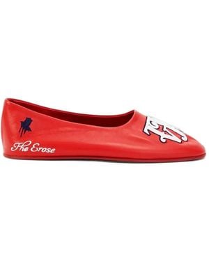 The Erose Carla Logo-Patch Ballet Flats - Red