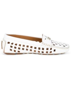 Casadei Cut-Out Logo-Plaque Loafers - White