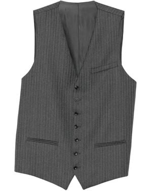 Reveres 1949 Pinstripe-Pattern Buckle-Strap Gilet - Gray
