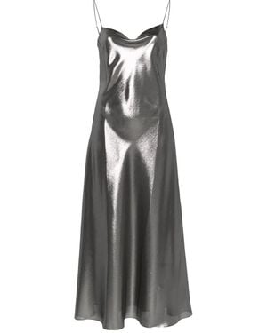 Carine Gilson Lace-Detail Lurex Slip Dress - Gray