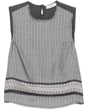 Whyci Geometric-Print Sleeveless Top - Gray