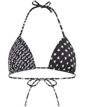 Donde Esteban Star-Print Triangle Bikini Top - White