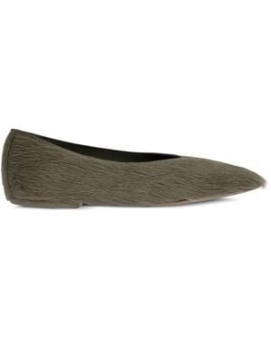 Rick Owens Bailarinas De Pelo De Becerro Con Puntera Cuadrada - Gris