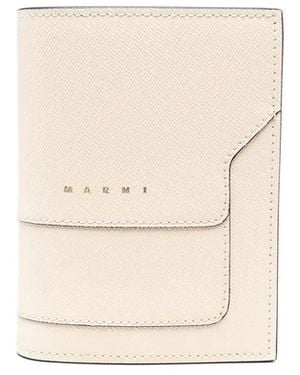 Marni Leather Bi-Fold Wallet - Natural
