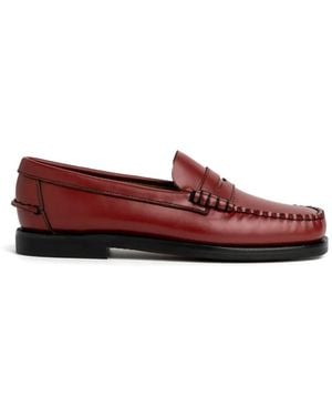 Sebago Stitched Penny Loafers - Red