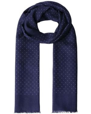 Hackett Polka-Dot Fringed Scarf - Blue