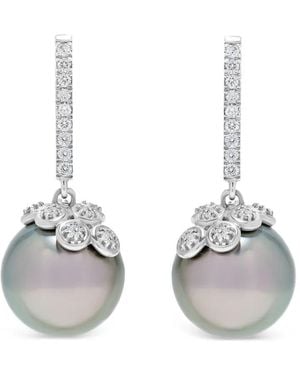 Andreoli Boucles D'Oreilles Pendantes À Perles De Tahiti Et Diamants - White