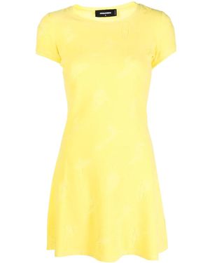 DSquared² Slim Fit Mini Dress With Gyro Necklace Detail - Yellow
