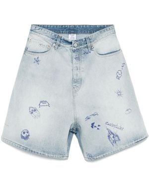Vetements Shorts Con Stampa Grafica - Blu