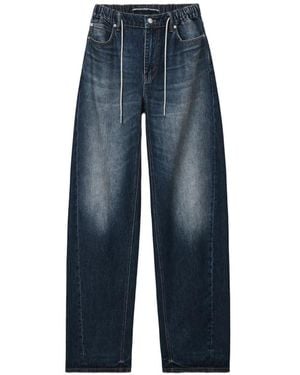 Alexander Wang Rhinestone-Drawcord Balloon Jeans - Blue
