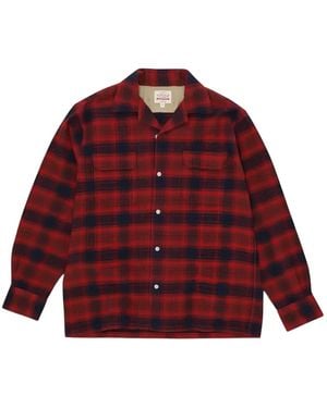 Fortela Baker Plaid Cotton Overshirt - Red