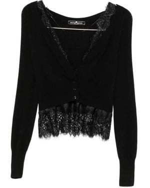 Ermanno Scervino Lace-Trim Button-Up Cardigan - Black