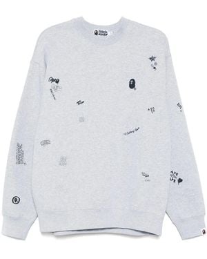 A Bathing Ape Sweatshirt Mit Logo-Print - Grau