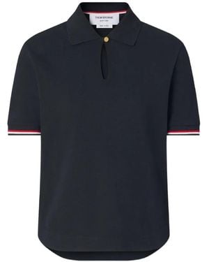 Thom Browne Keyhole-Detail Polo Shirt - Blue