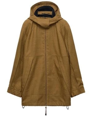 Prada Hooded Raglan-Sleeve Jacket - Natural