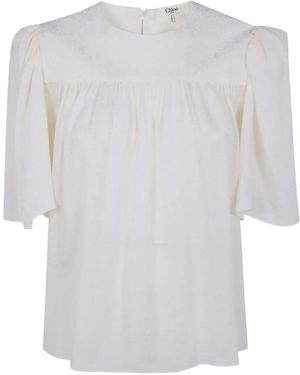Chloé Minimal Bluse Mit Raffungen - Weiß