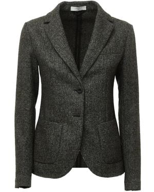 Circolo 1901 Herringbone-Pattern Slim-Fit Blazer - Black