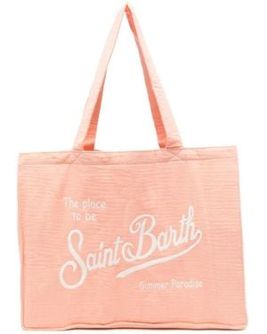 MC2 Saint Barth Logo-Embroidered Beach Bag - Pink