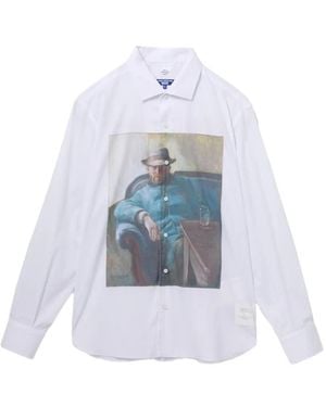 Junya Watanabe Graphic-Print Long-Sleeve Shirt - White