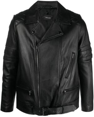 Manokhi Off-Centre Zip-Fastening Leather Jacket - Black