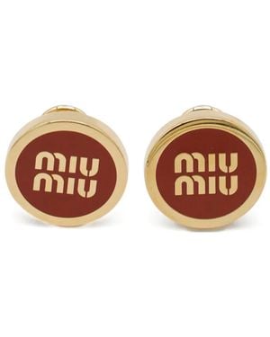 Miu Miu Round Clip-On Earrings - Brown
